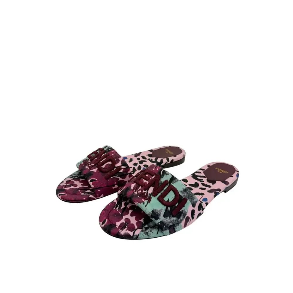 Fendi Sunshine Dew Drops Satin Slides (39/9)